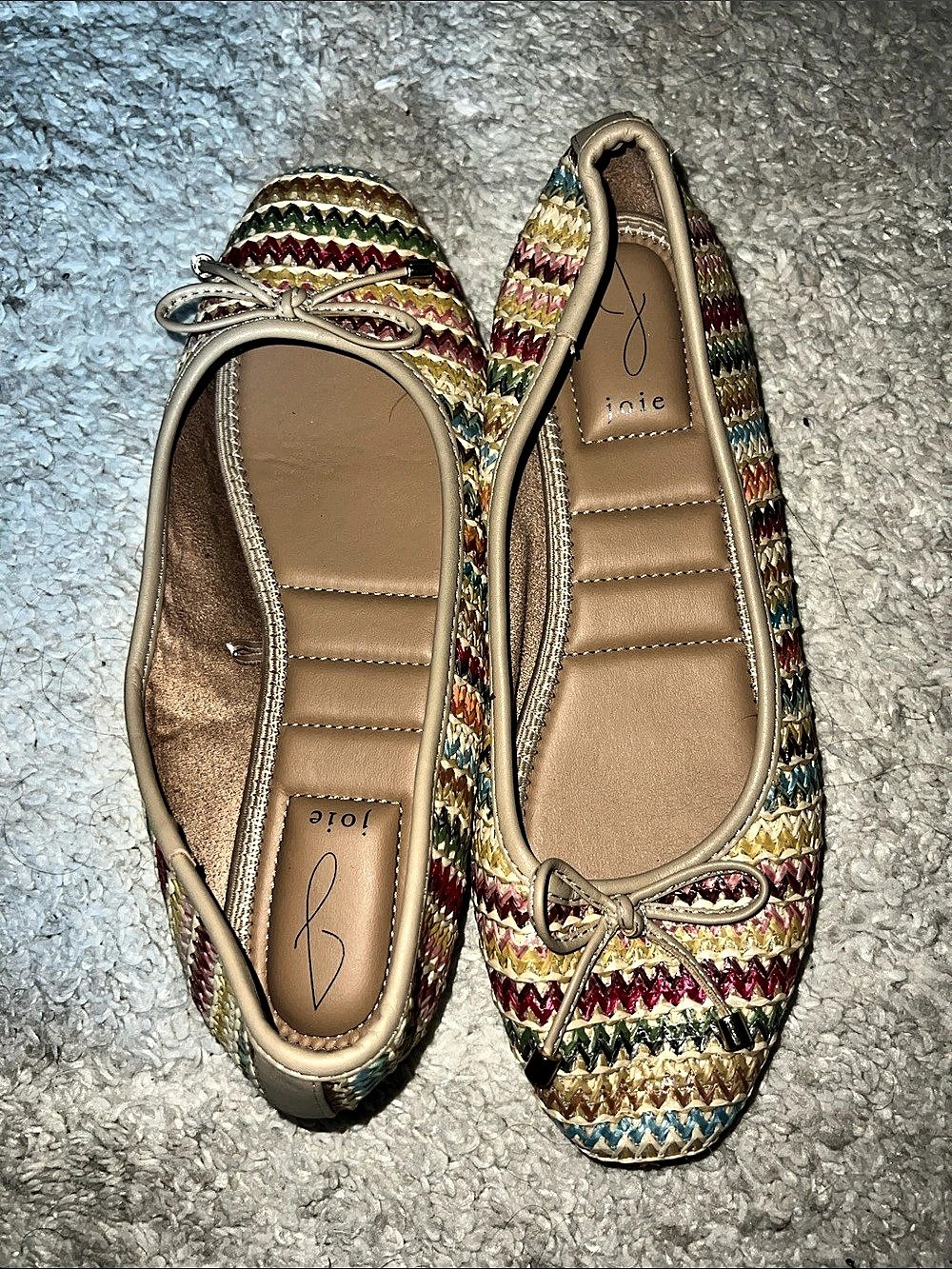 Joie Scarlettr Raffia Woven Ballet Flat Multicolor Tan Flats